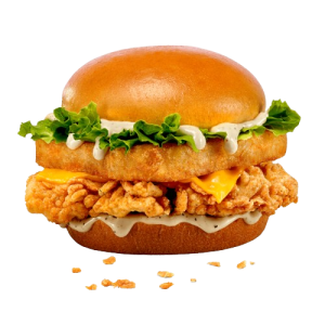 Double burger poulet pannée